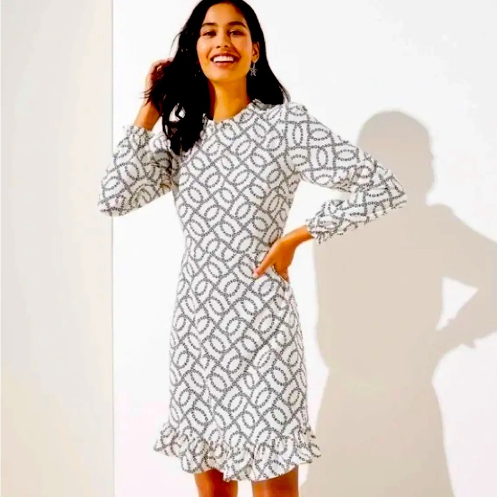 Loft Printed Ruffle Dress